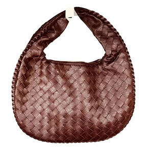 EDYISA Serena Shoulder Bag Brown Woven Handbag Purse Bag